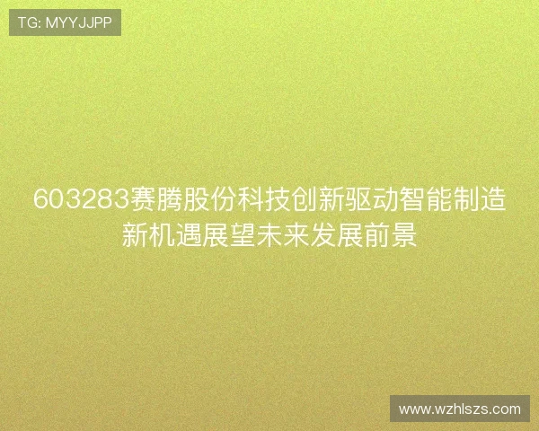 603283赛腾股份科技创新驱动智能制造新机遇展望未来发展前景